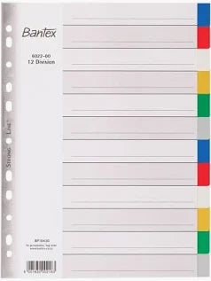 Bantex File Divider PP A4 12 Tab