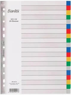 Bantex File Divider PP A4 20 Tab