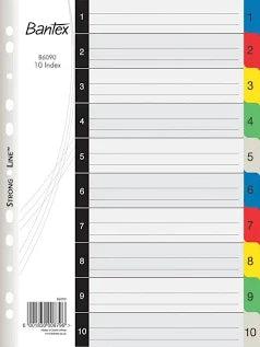 Bantex Index A4 10 Tab Printed 1-10