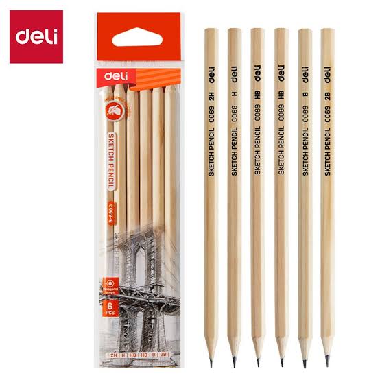 DELI Sketch Pencil Set 2H, H, HB, B, 2B