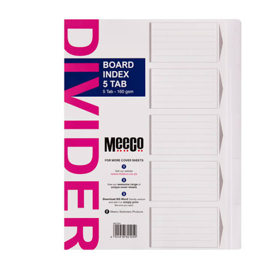 Meeco 5 Tab White Divider