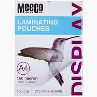 Meeco A4 150mic laminating pouches 10 Sheets