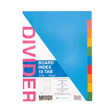 Meeco Board Colour Dividers 10 Tabs
