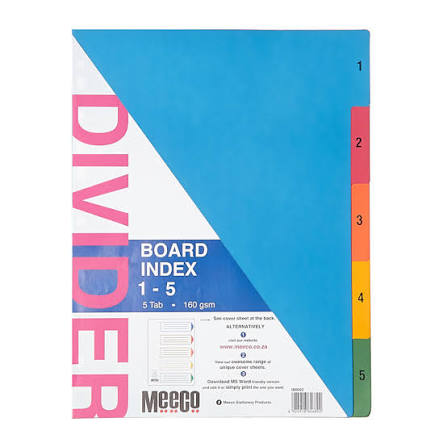Meeco Board Index 1-5 Printed Colour