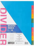 Meeco Dividers 1-10 Colour Printed Board
