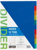 Meeco Dividers PVC 10 Tab File Plain Rainbow