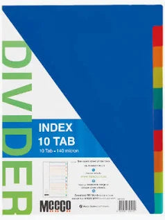 Meeco Dividers PVC 10 Tab File Plain Rainbow