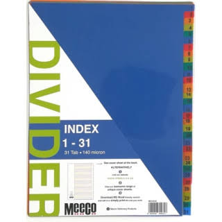 Meeco File Dividers 1 - 31 140 Micron