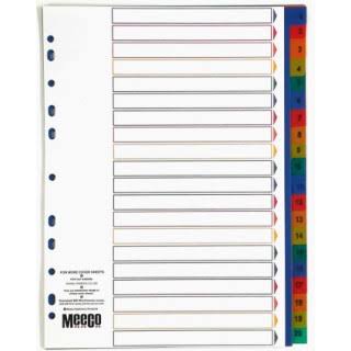 Meeco Index 1-20 Numbered