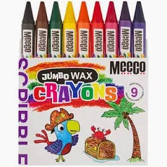 Meeco Jumbo Wax Crayons 9's