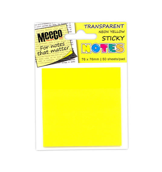 Meeco Neon Sticky Notes 76x76 Assorted
