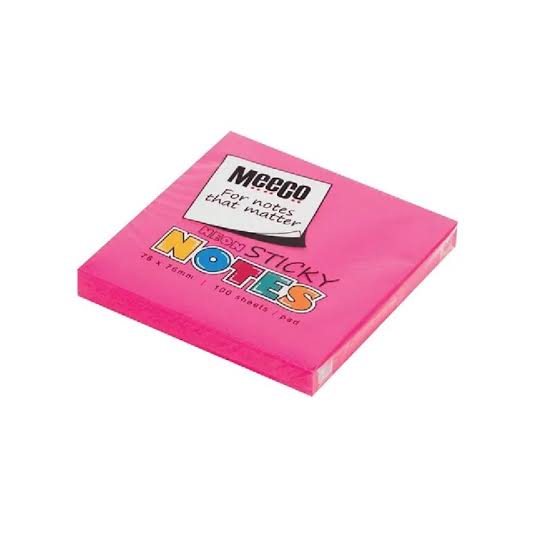 Meeco Neon Sticky Notes 76x76 Assorted
