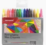 Monami Retractable Wax Crayons 16's
