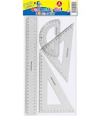 Geometry Set - Clear 30cm Ruler* 45/90* 30/60* Protractor