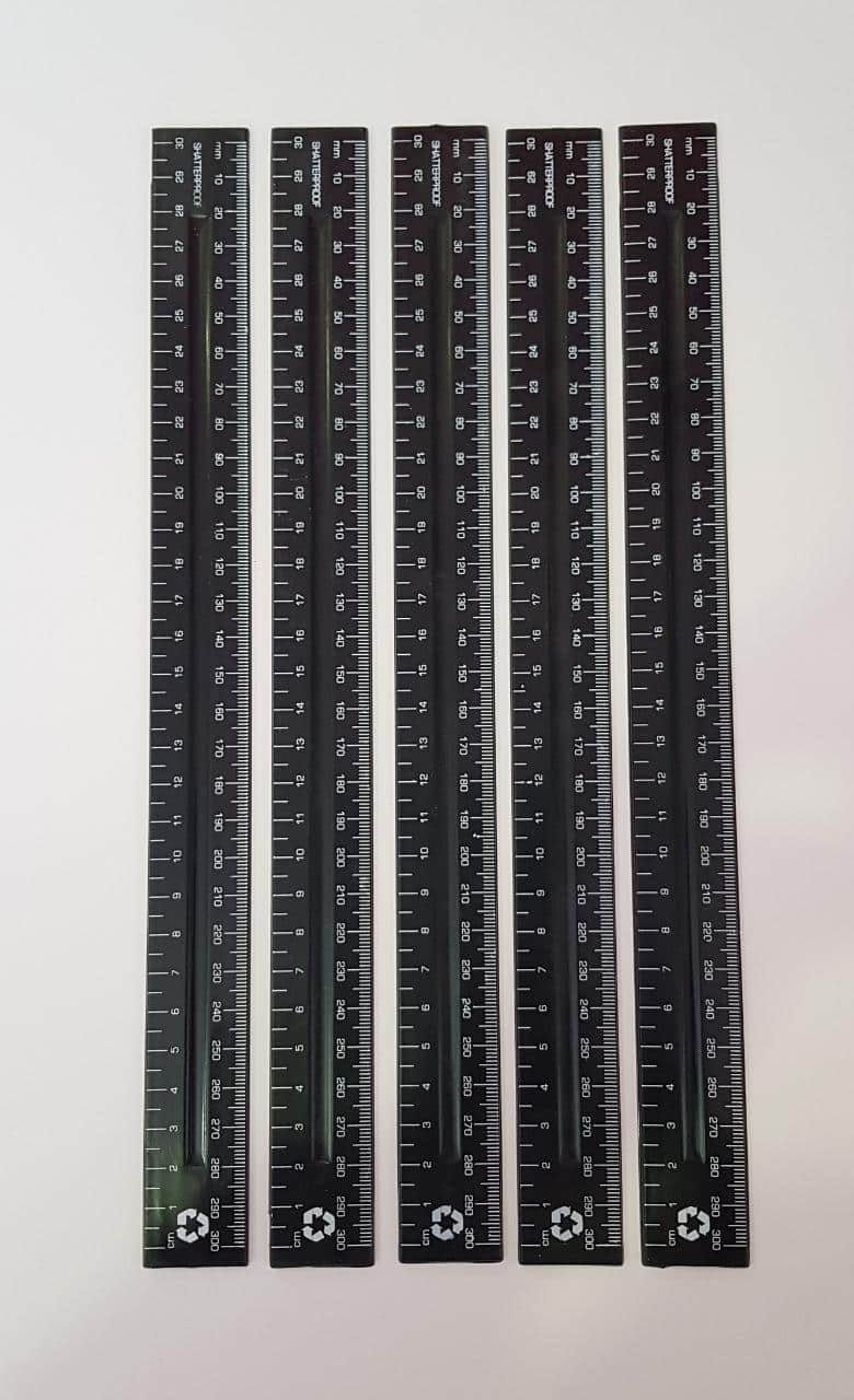 Ruler 30cm Plastic Black